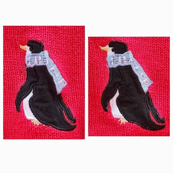 Vintage Holiday Cardigan Women XL Red Sweater Penguin Scandinavian Nordic - Picture 5 of 13